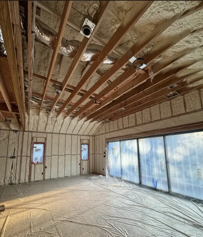 Interior walls and ceiling insulated with spray foam during new construction in El Sobrante